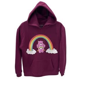 Care Bears Hoodie Rainbow Embroidered Cheer Bear Wine Juniors LG